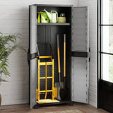 Gabinete de almacenamiento de plástico con puertas y 3 estantes ajustables, con cerradura