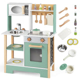 Cocina de juguete de madera, juego de cocina con pizarra, regalo de cumpleaños para niños a partir de 3 años.
