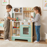 Cocina de juguete de madera, juego de cocina con pizarra, regalo de cumpleaños para niños a partir de 3 años.