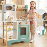 Cocina de juguete de madera, juego de cocina con pizarra, regalo de cumpleaños para niños a partir de 3 años.