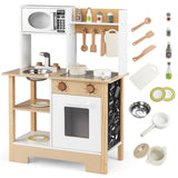 Cocina de juguete de madera, juego de cocina con pizarra, regalo de cumpleaños para niños a partir de 3 años.