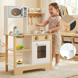 Cocina de juguete de madera, juego de cocina con pizarra, regalo de cumpleaños para niños a partir de 3 años.