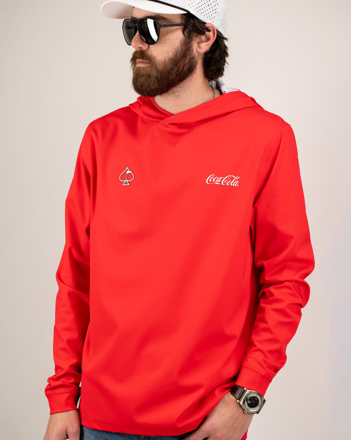 Sudadera con Capucha de Golf de Alto Rendimiento - Rojo Coca-Cola