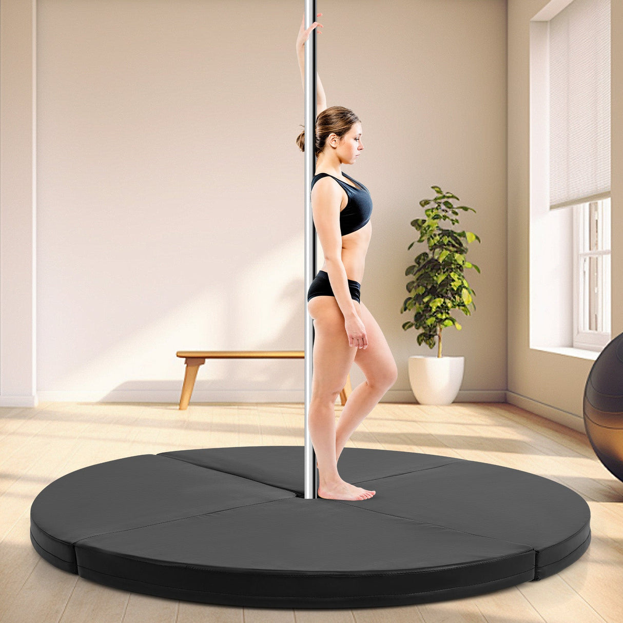 Colchoneta de seguridad para Pole Dance redonda portátil de yoga con espuma EPE