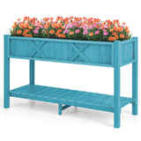 Poly Wood Elevated Planter Box with Legs Storage Shelf Drainage Holes