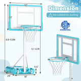 Canasta de baloncesto de piscina, portátil, con tablero inastillable - Blanca