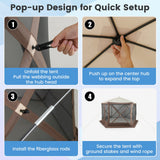 Pop-up Gazebo 6-sided Instant Setup Screen House Hub Tent with Mesh Netting Walls-Coffee