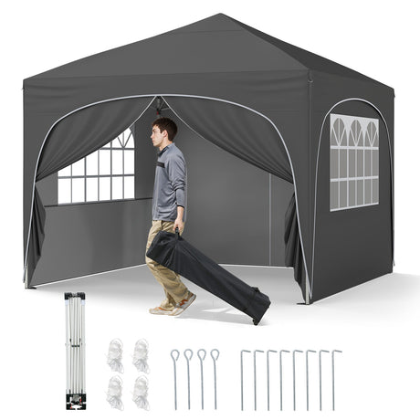 Carpa Plegable de 3 X 3 M con 4 Paredes Laterales Desmontables