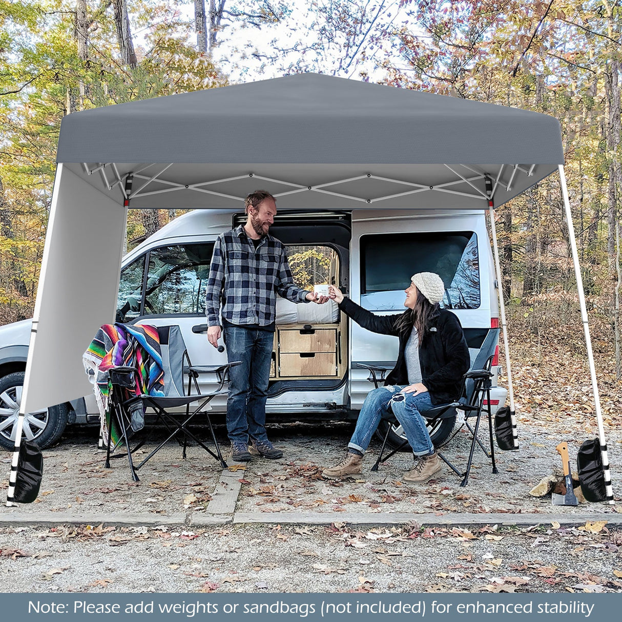 Carpa plegable de 8 x 8 pies con 1 pared lateral y mochila portátil