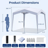 Carpa con dosel emergente con bolsa portátil con ruedas, 8 estacas, 4 cuerdas para viento - Blanca