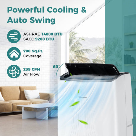 Aire acondicionado portátil de 12000 BTU con calefacción y WiFi inteligente