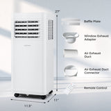 Aire Acondicionado Portátil de 8000 BTU, Unidad de CA 3 en 1 con Ventilador y Deshumidificador