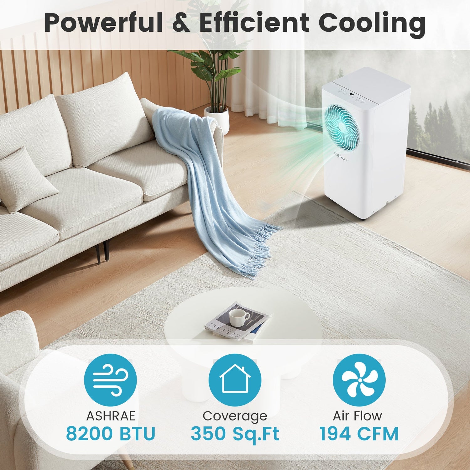 Aire acondicionado portátil de 8200/10000 BTU, unidad de aire acondicionado vertical 3 en 1 con deshumidificador