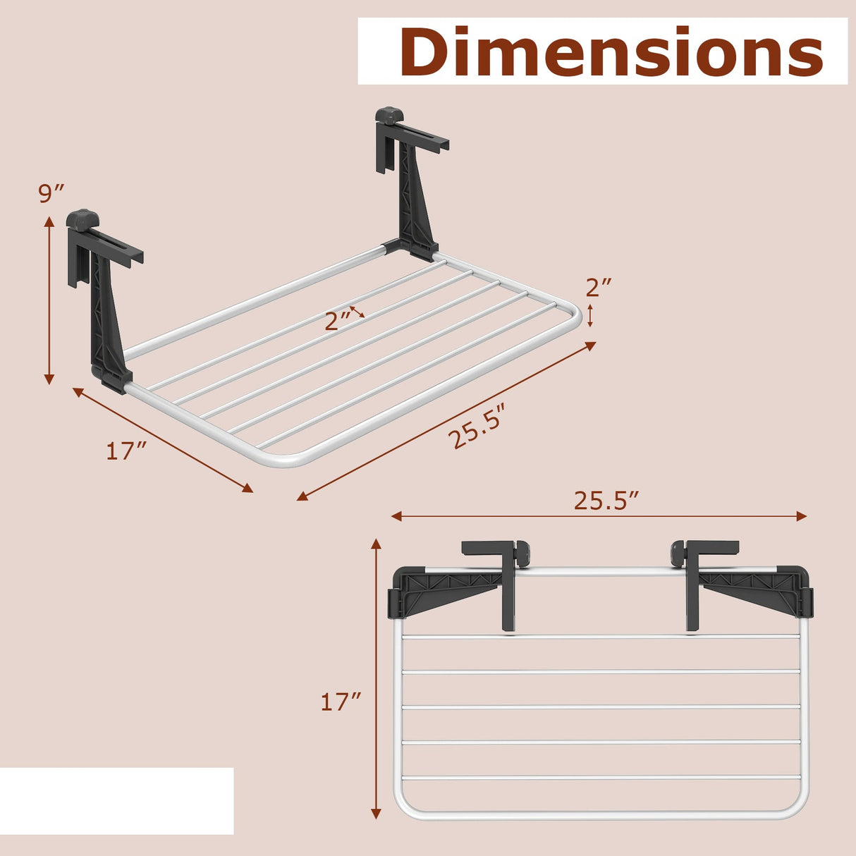 Tendedero de ropa y toallas portátil de aluminio
