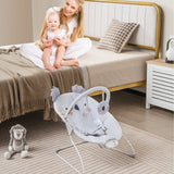 Hamaca vibradora portátil para bebé con barra de juguetes desmontable - Gris