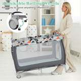 3-in-1 Portable Baby Playard with Zippered Door and Toy Bar
