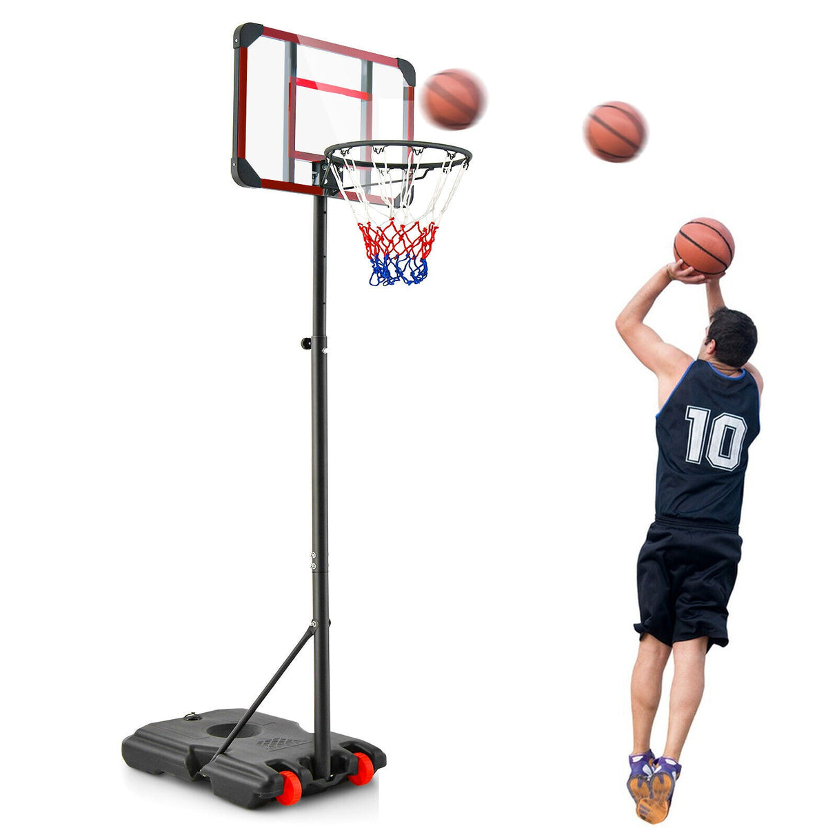 Soporte de canasta de baloncesto con altura ajustable de 1,5 a 2,1 metros