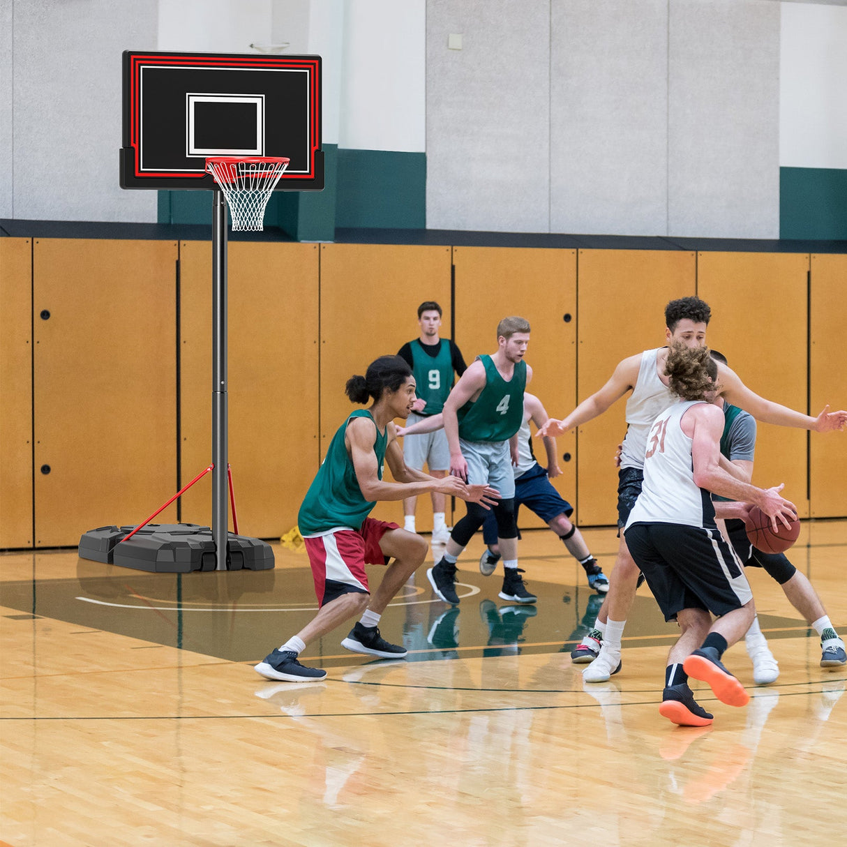 Aro de Baloncesto Portátil con Altura Ajustable de 2.3 a 3 Metros