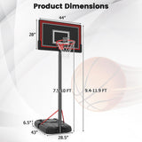 Aro de Baloncesto Portátil con Altura Ajustable de 2.3 a 3 Metros