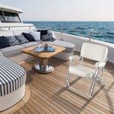 Silla de playa portátil de aluminio para cubierta de barco con asiento acolchado - Blanca