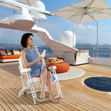 Silla de playa portátil de aluminio para cubierta de barco con asiento acolchado - Blanca