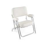 Silla de playa portátil de aluminio para cubierta de barco con asiento acolchado - Blanca