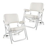 Silla de playa portátil de aluminio para cubierta de barco con asiento acolchado - Blanca