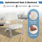 Silla de playa portátil de aluminio para cubierta de barco con asiento acolchado - Blanca