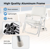 Silla de playa portátil de aluminio para cubierta de barco con asiento acolchado - Blanca