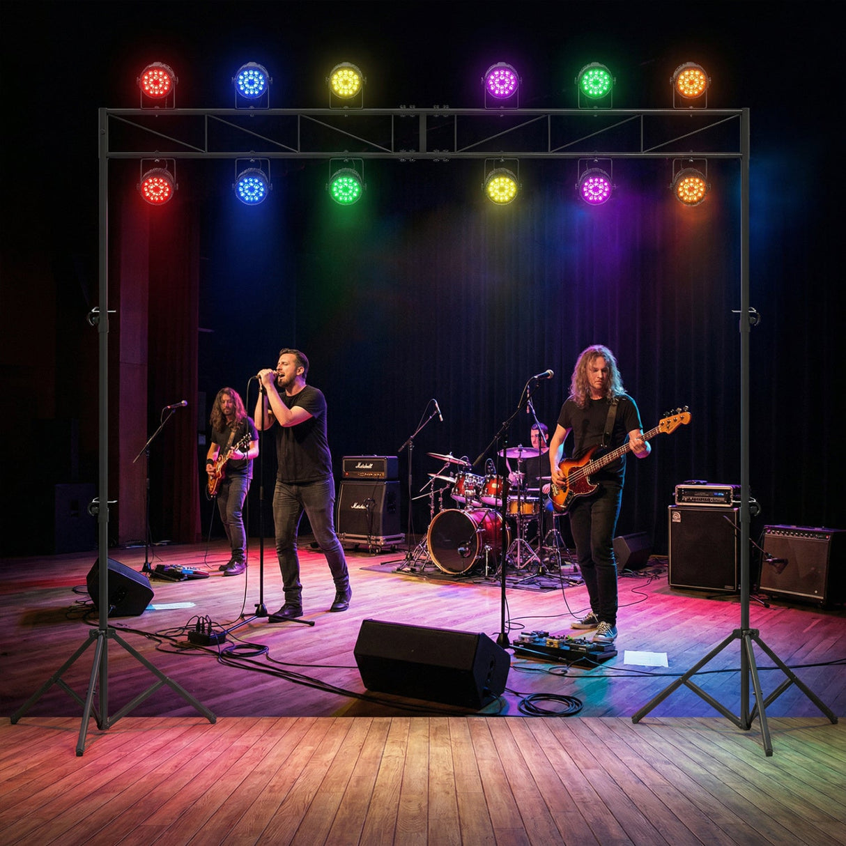 Sistema de Truss de Iluminación Portátil Soporte de Luces DJ Ajustable en Altura con 2 Trípodes Plegables