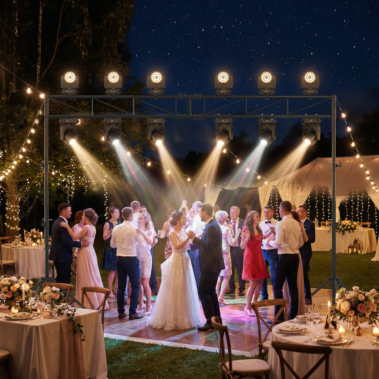 Sistema de Truss de Iluminación Portátil Soporte de Luces DJ Ajustable en Altura con 2 Trípodes Plegables