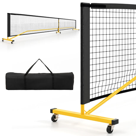 Red de Pickleball Portátil de 22 pies con 6 Ruedas Bloqueables y Bolsa de Transporte