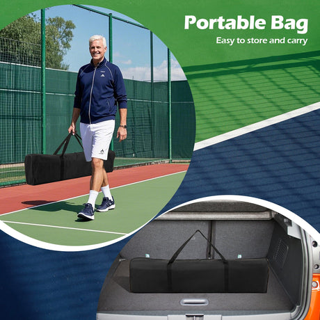 Red de Pickleball Portátil de 22 pies con 6 Ruedas Bloqueables y Bolsa de Transporte