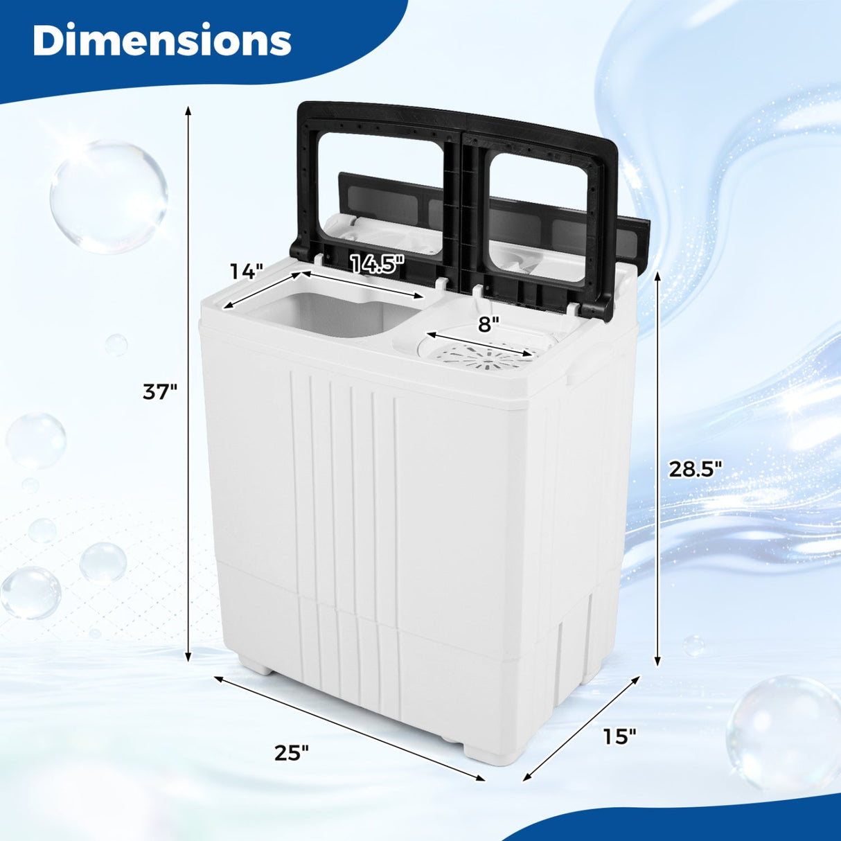 Lavadora portátil con combo de lavadora de 12 libras y centrifugadora de 8 libras para apartamentos