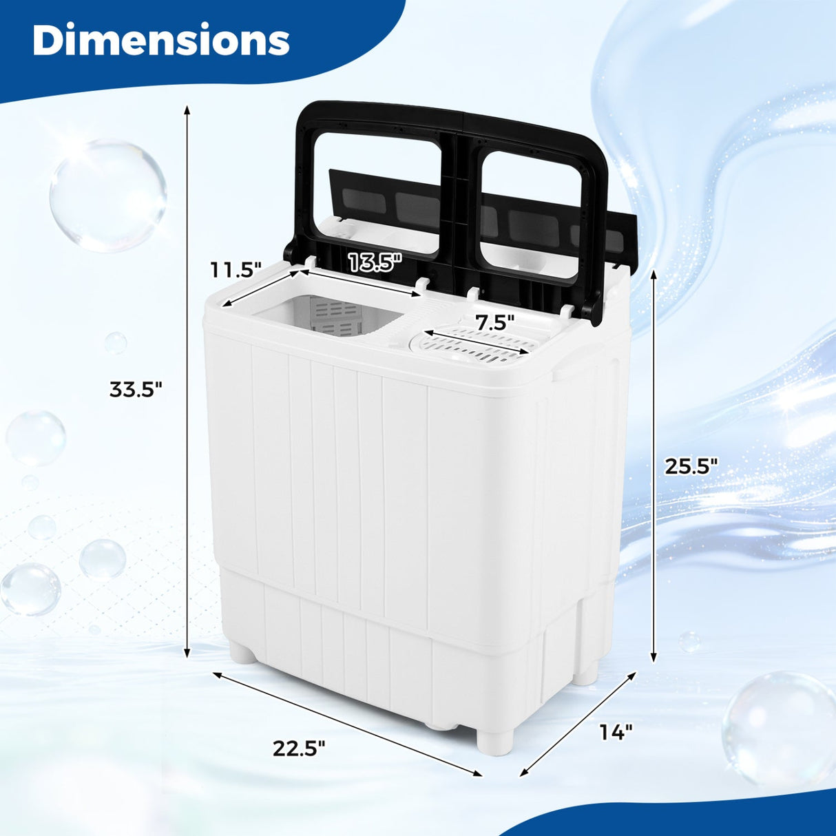 Lavadora portátil de 18 lb, minilavadora con lavadora de 11 lb