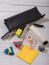 Estuche de papelería de cuero negro (juego de 2)