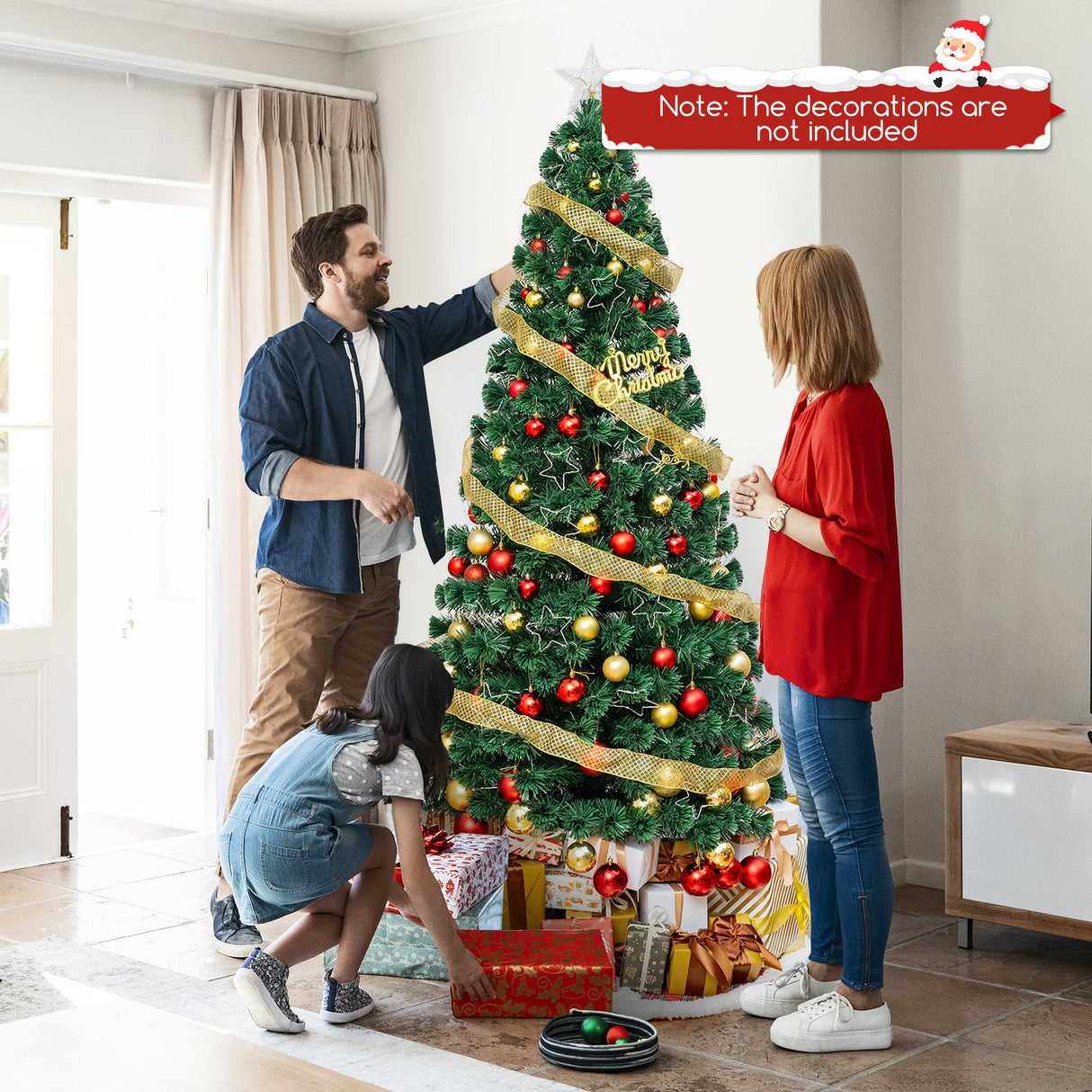 Árbol de Navidad artificial preiluminado con estrella superior y puntas de ramas