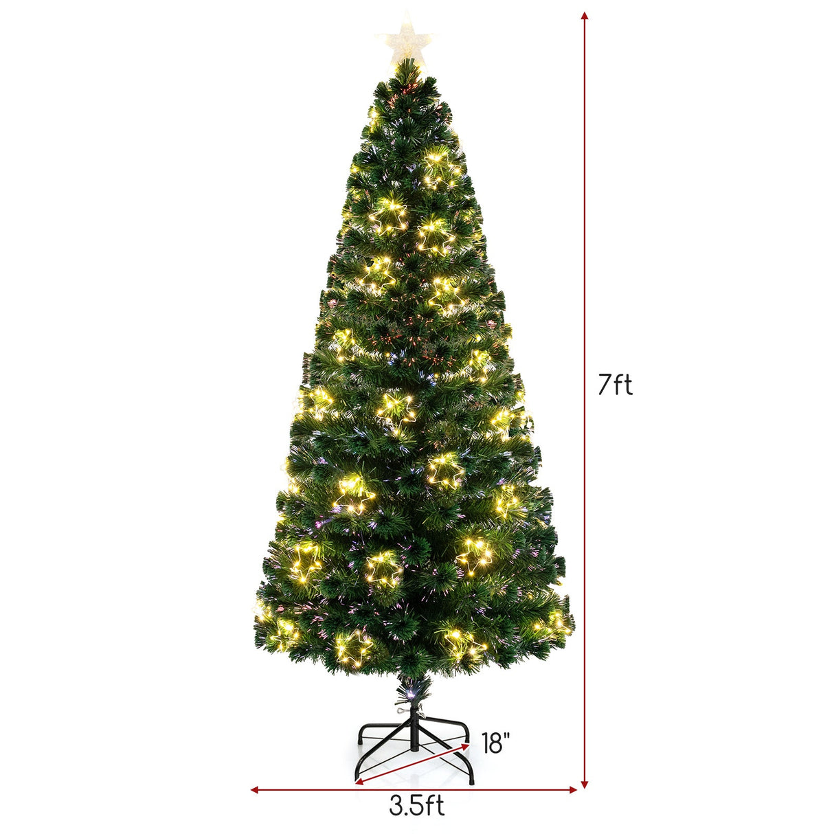 Árbol de Navidad artificial preiluminado con estrella superior y puntas de ramas