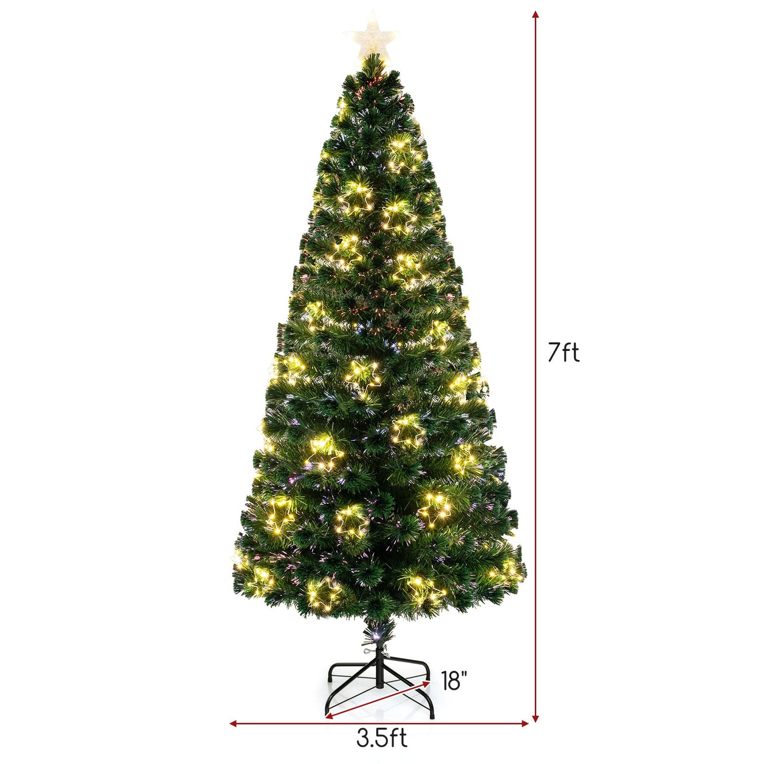 Árbol de Navidad artificial preiluminado con estrella superior y puntas de ramas