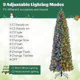 Árbol de Navidad artificial azul preiluminado delgado con 9 modos de iluminación