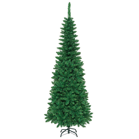 4.5 ft Pre-Lit Premium Hinged Artificial Fir Pencil Christmas Tree with LED Lights