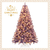 Pre-Lit Tinsel Christmas Tree Artificial Xmas Tree with Lush Branch Tips and Warm White LED Lights