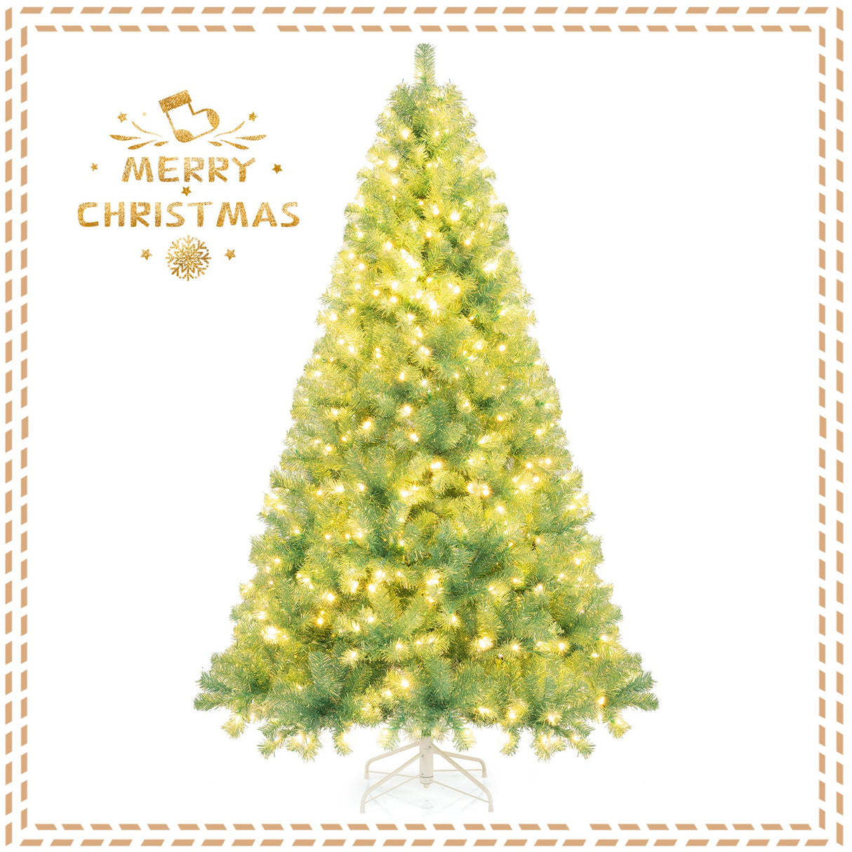 Árbol de Navidad Artificial de Tinsel con Luces Incorporadas para el Hogar, Oficina, Fiesta, Decoración de Temporada Festiva