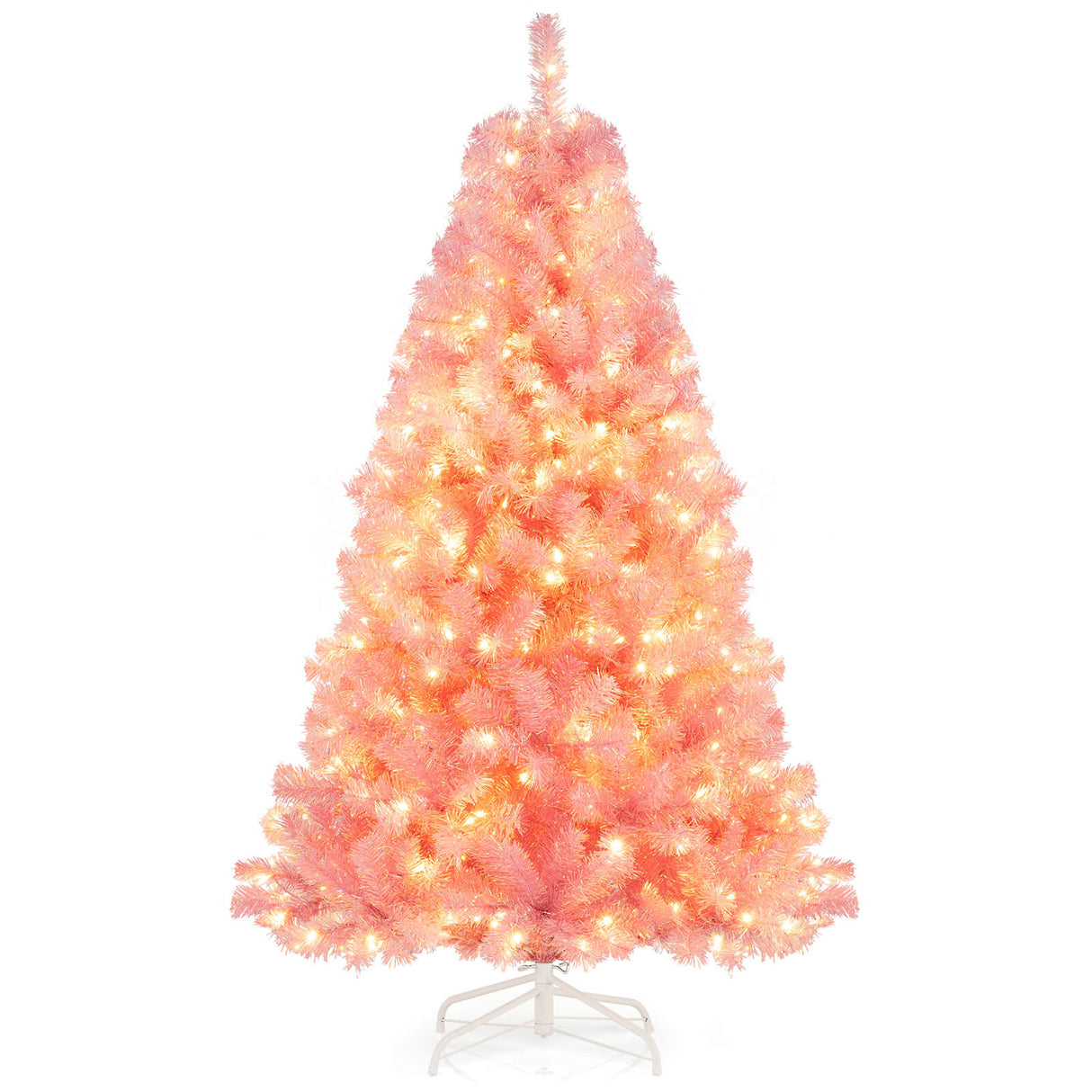 Árbol de Navidad Artificial de Tinsel Preiluminado con Abundantes Ramas Decoración Navideña