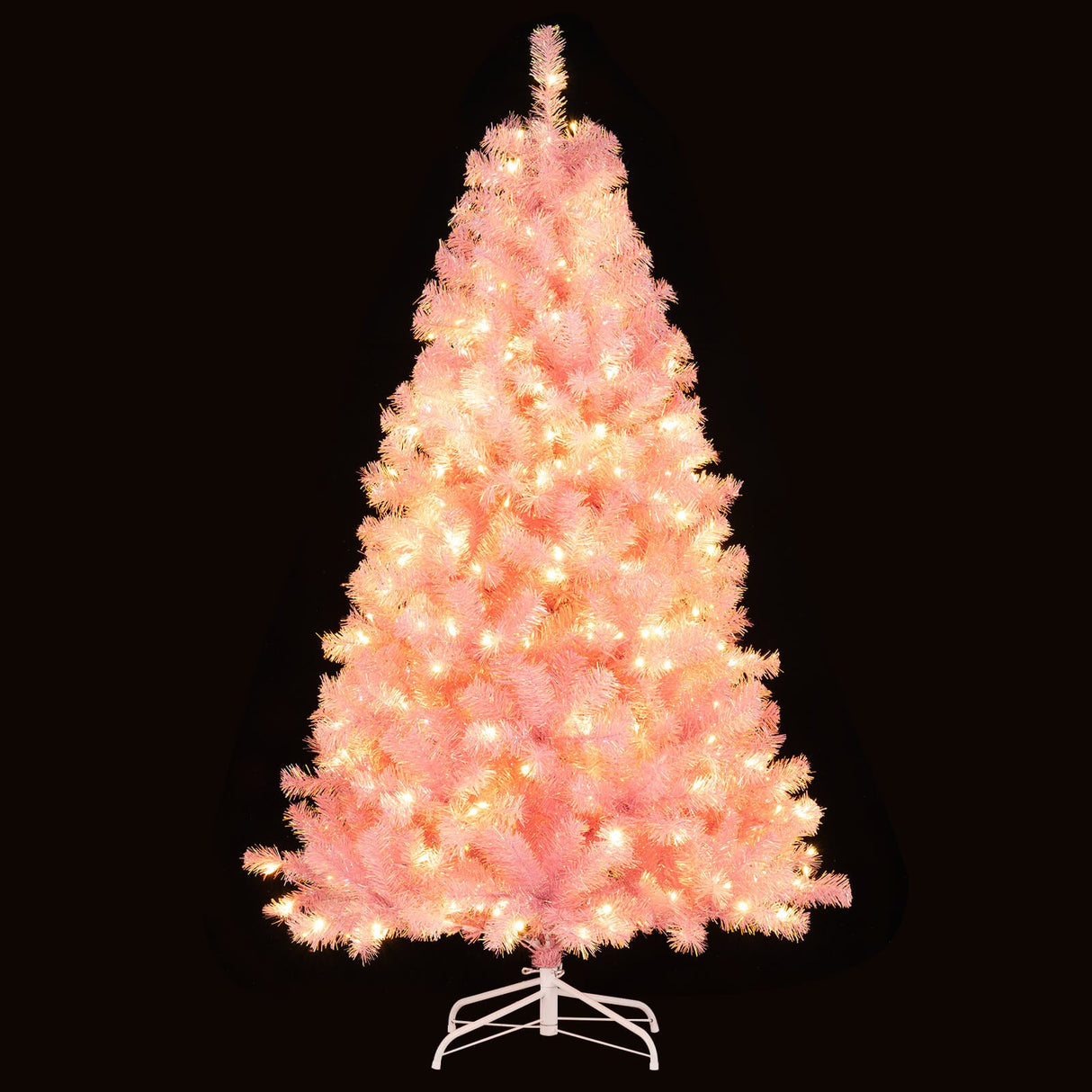 Árbol de Navidad Artificial de Tinsel Preiluminado con Abundantes Ramas Decoración Navideña