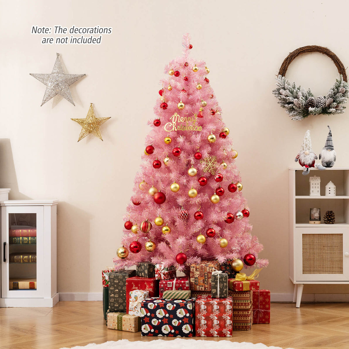Árbol de Navidad Artificial de Tinsel Preiluminado con Abundantes Ramas Decoración Navideña