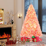 Árbol de Navidad Artificial de Tinsel Preiluminado con Abundantes Ramas Decoración Navideña