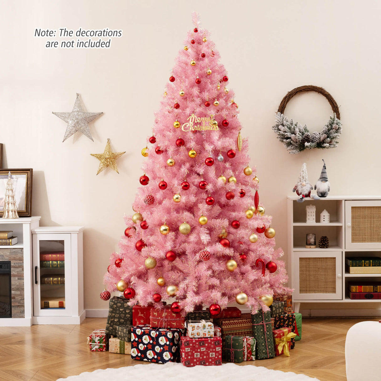 Árbol de Navidad Artificial de Tinsel Preiluminado con Abundantes Ramas Decoración Navideña