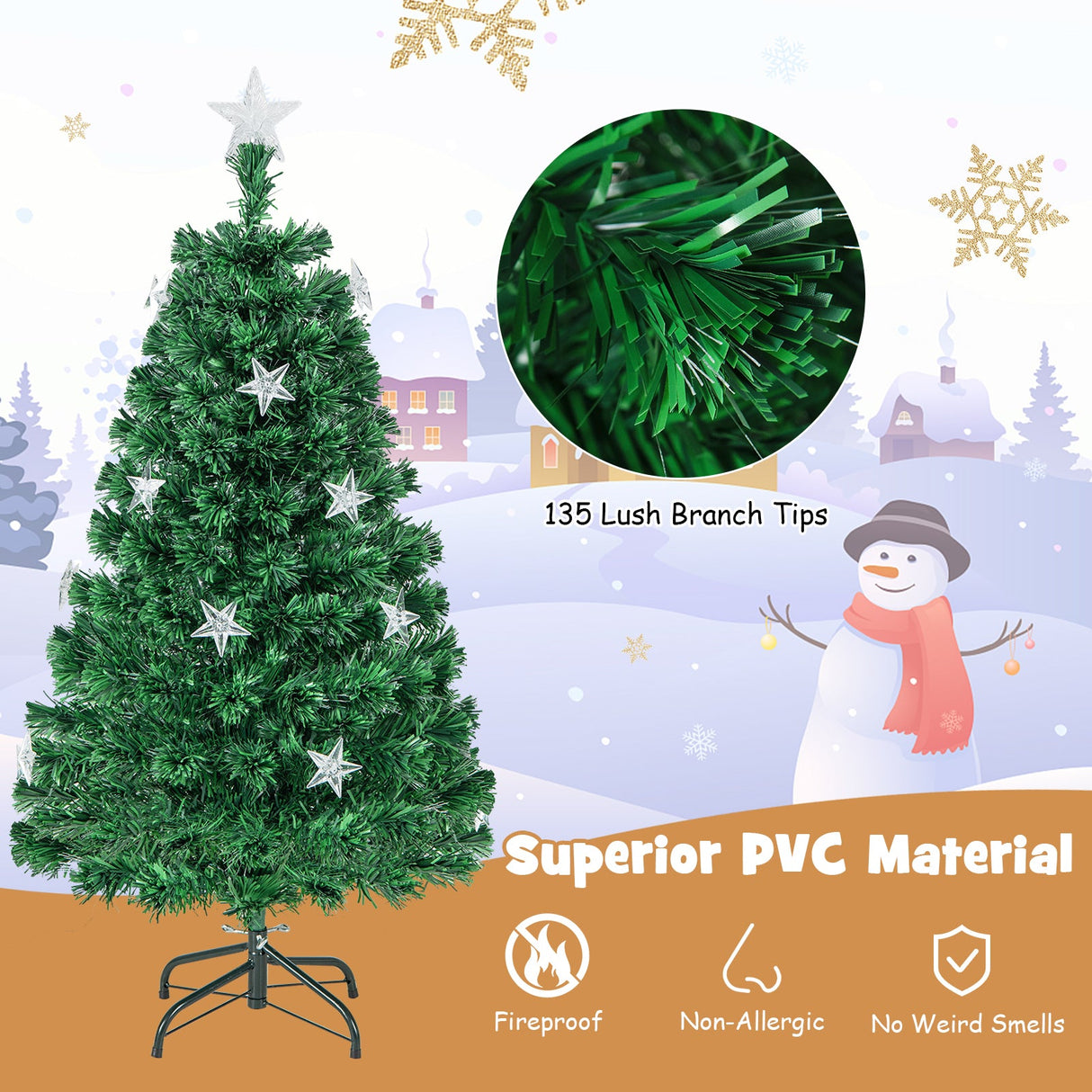 Prelit Fiber Optic Christmas Tree with Warm White Lights
