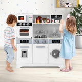 Juego de cocina de madera de juguete para simulación, juego de accesorios de cocina con luces y sonidos reales
